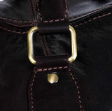 Bolso de mano vintage de piel auténtica - Marrón