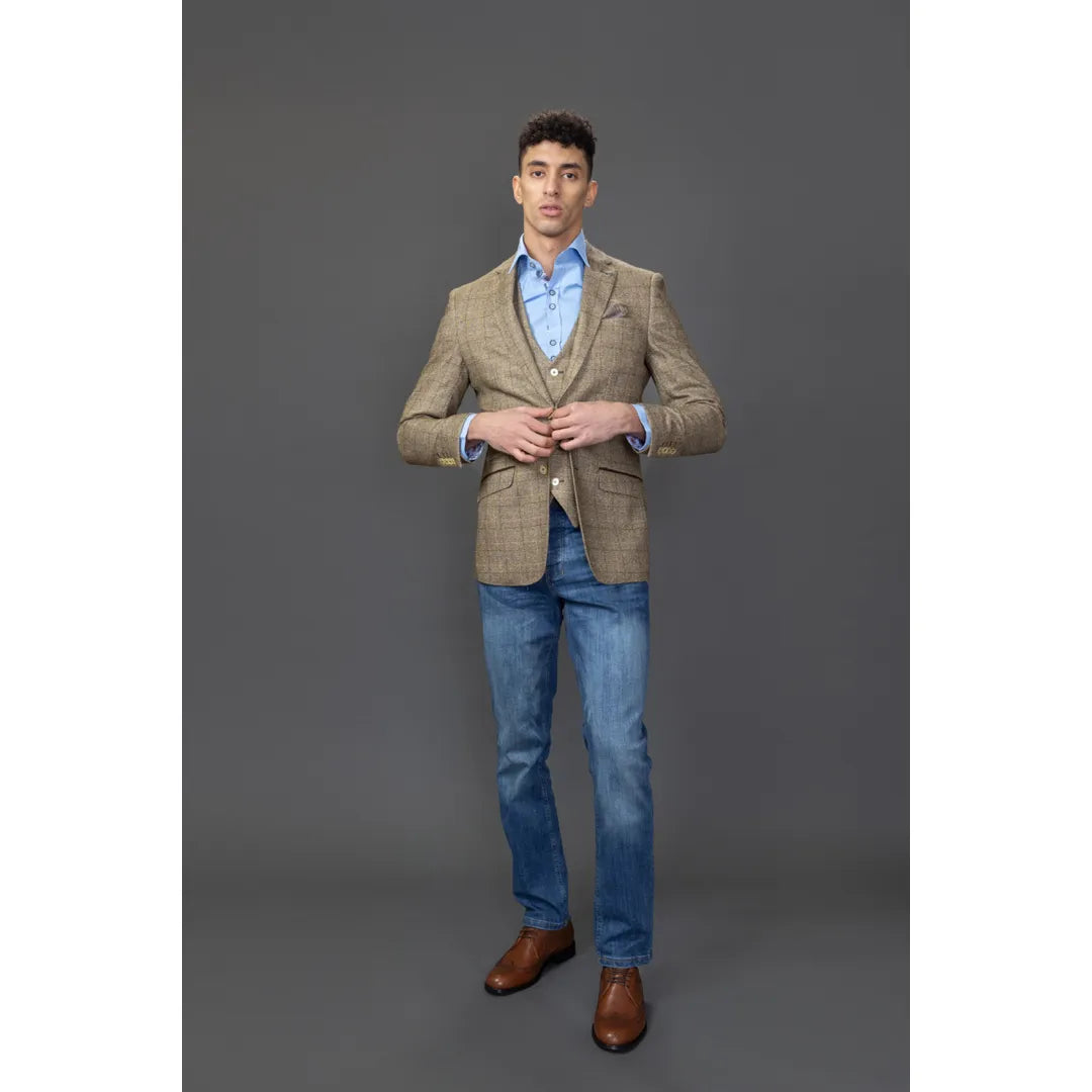 Liam - Blazer de cuadros marrones para hombre