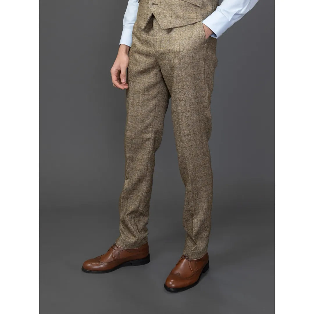 Liam - Pantalones de hombre a cuadros marrones