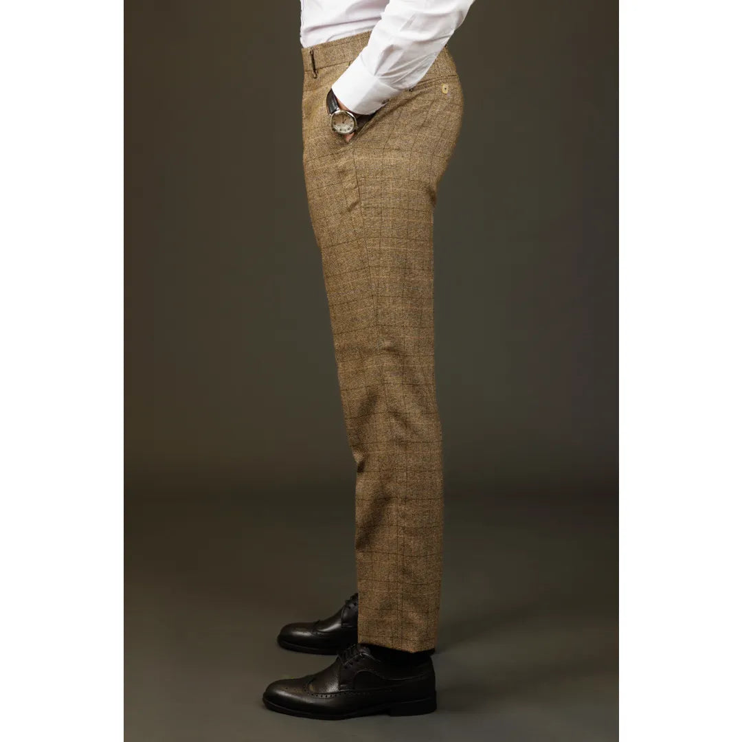 Liam - Pantalones de hombre a cuadros marrones