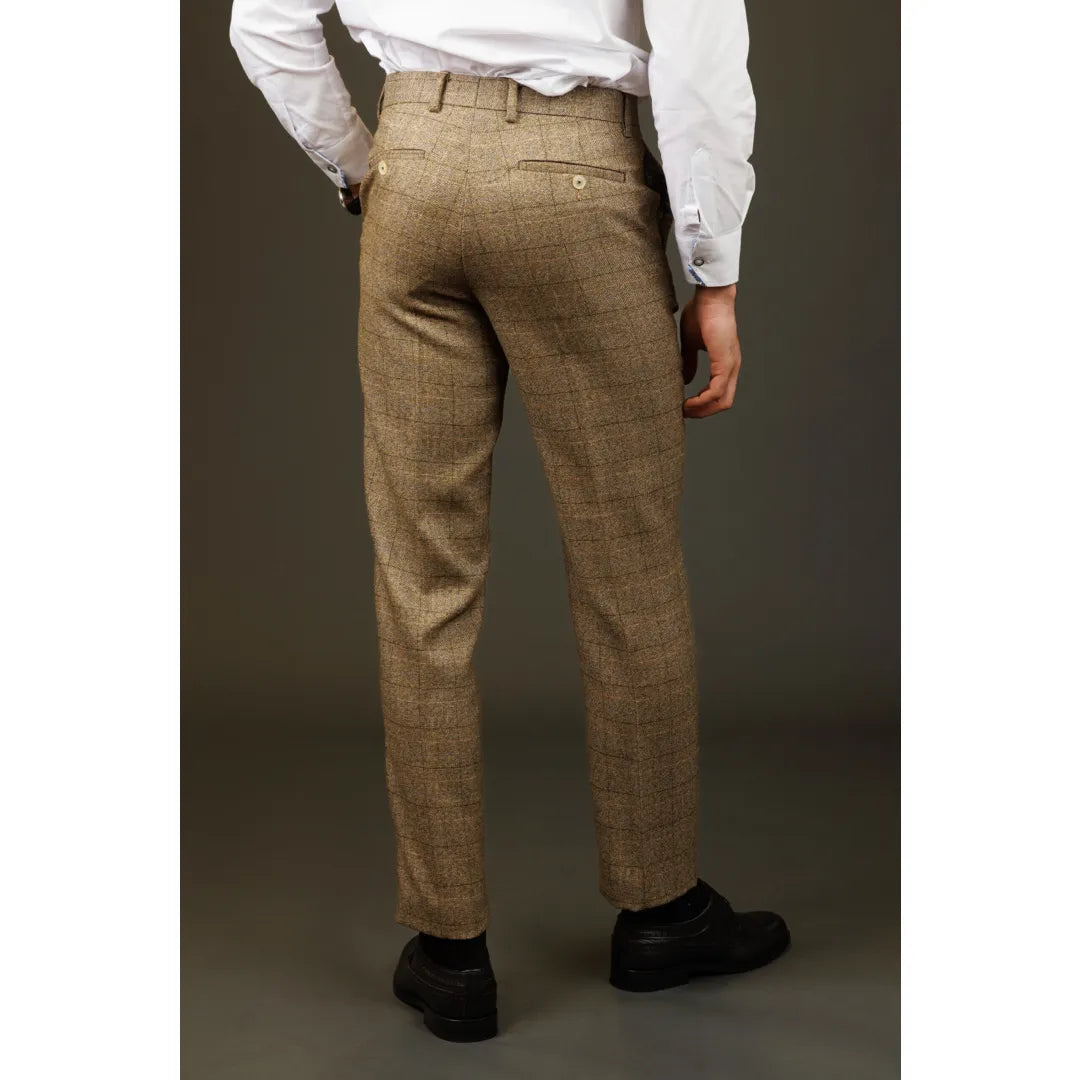 Liam - Pantalones de hombre a cuadros marrones