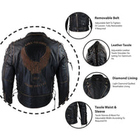 Chaqueta de cuero de vaca para hombre Live To Ride Original Cross Zip Brando Biker Motorcycle