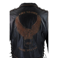 Chaqueta de cuero de vaca para hombre Live To Ride Original Cross Zip Brando Biker Motorcycle