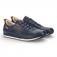 Liverpool - Zapatillas deportivas sin cordones de piel elástica azul para hombre