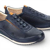 Liverpool - Zapatillas deportivas sin cordones de piel elástica azul para hombre