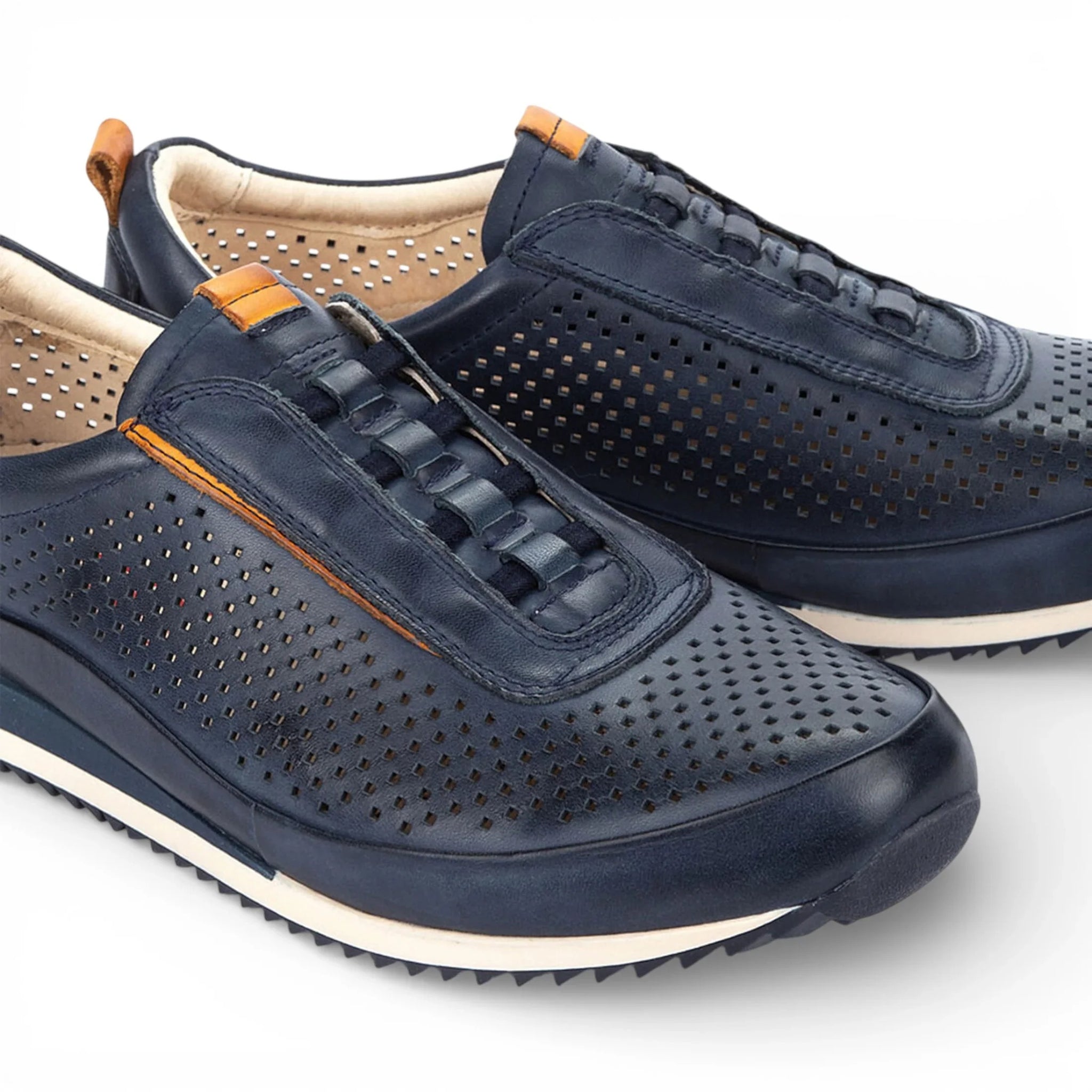 Liverpool - Zapatillas deportivas sin cordones de piel elástica azul para hombre