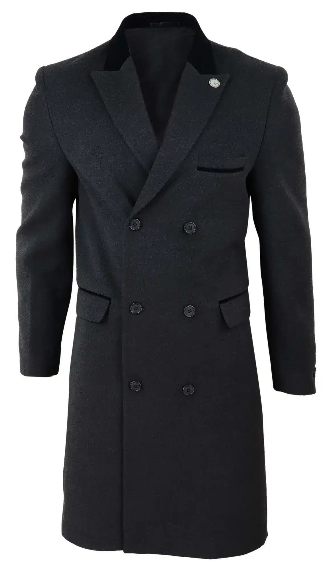 Abrigo cruzado de 3/4 de largo para hombre, color carbón.