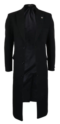 Comparar color Abrigo largo para hombre Mac Chaqueta de lana negra estilo años 20 Blinders