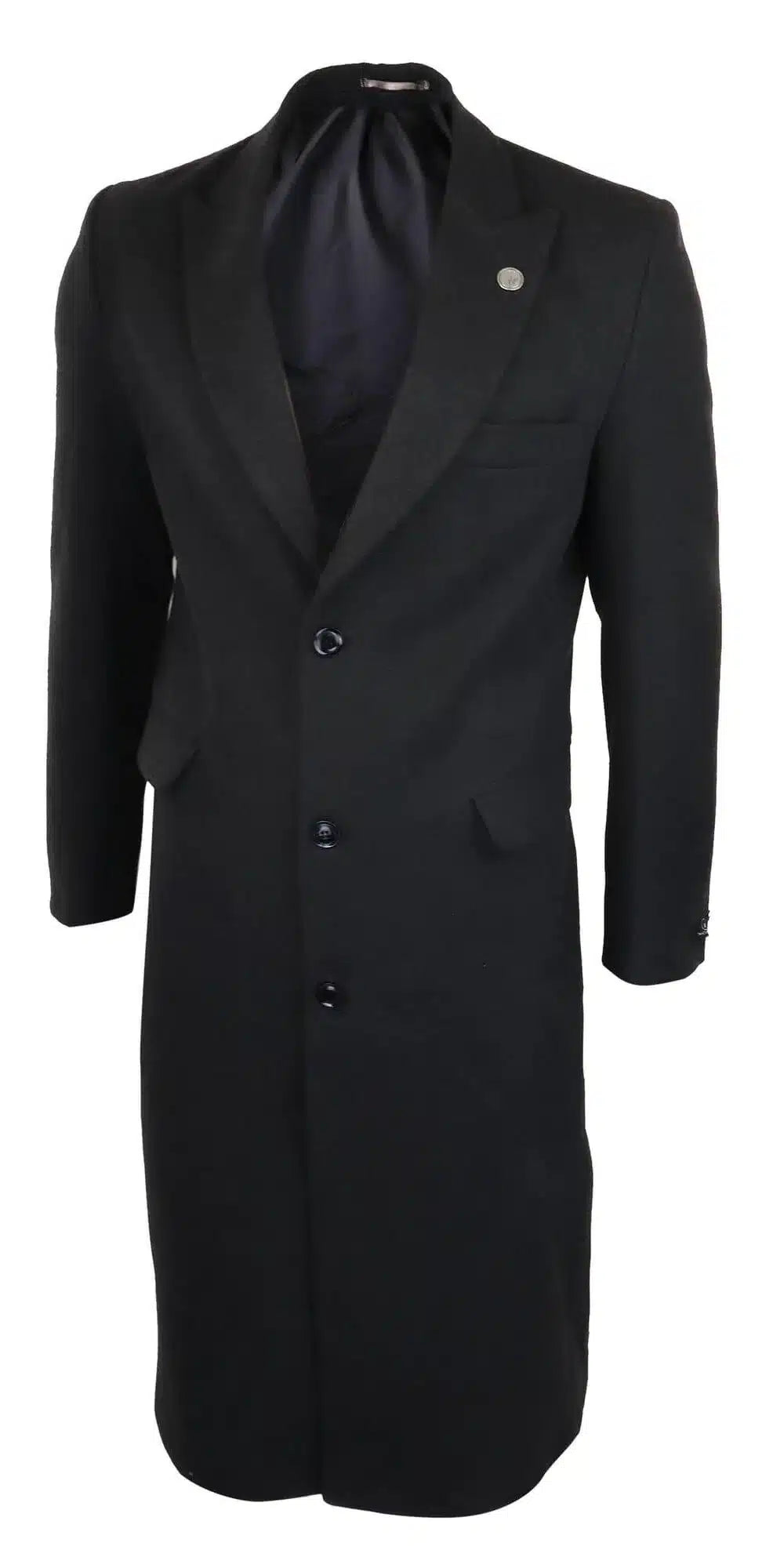 Abrigo largo para hombre, estilo gabardina, de tacto lanudo, color carbón, estilo años 20.