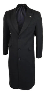 Abrigo largo para hombre, estilo gabardina, de tacto lanudo, color carbón, estilo años 20.