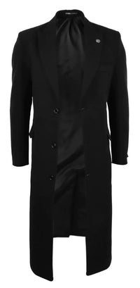 Abrigo largo para hombre, estilo gabardina, de tacto lanudo, color carbón, estilo años 20.