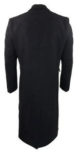 Abrigo largo para hombre, estilo gabardina, de tacto lanudo, color carbón, estilo años 20.