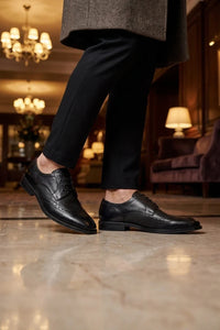 Lorenzo - Zapatos Oxford de hombre de piel negra bruñida