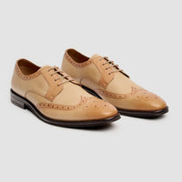 Lorenzo - Zapatos Oxford de hombre de piel bruñida color marfil