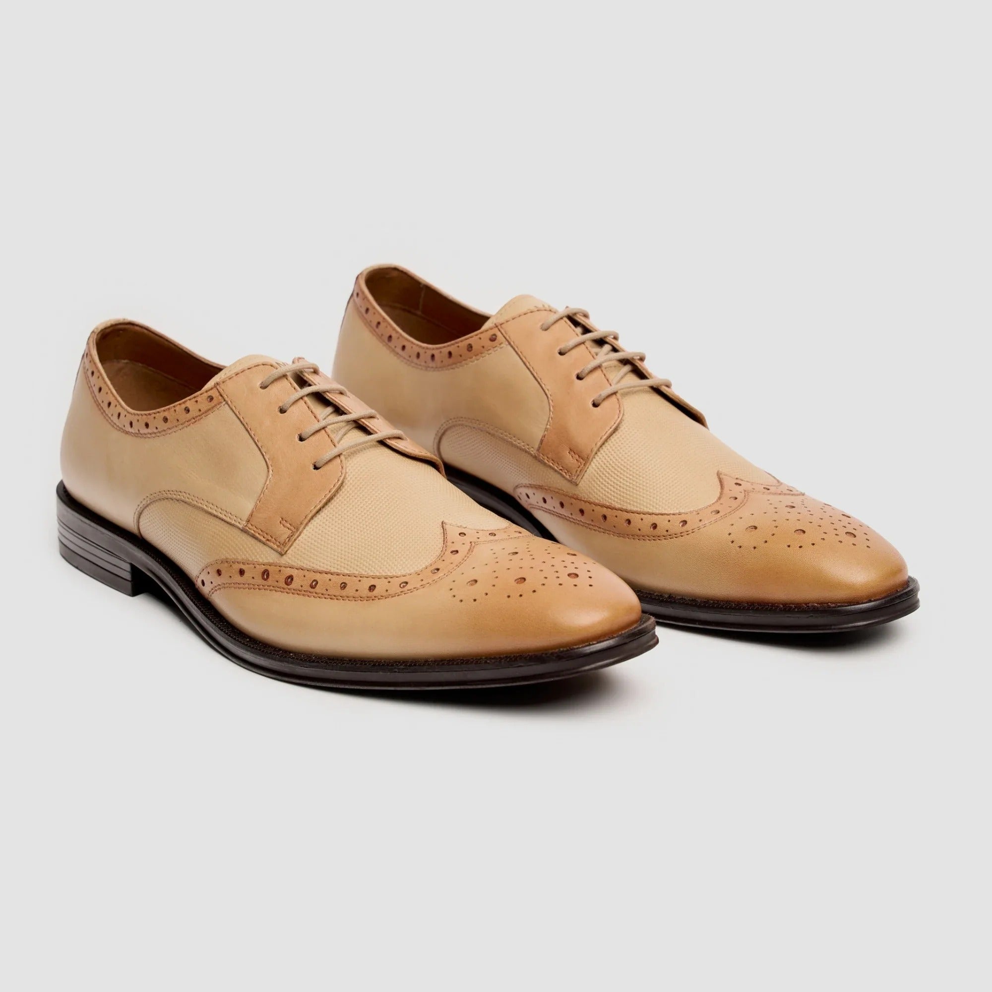 Lorenzo - Zapatos Oxford de hombre de piel bruñida color marfil