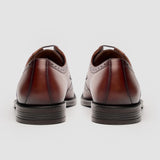 Lorenzo - Zapatos Oxford de cuero bruñido color tostado para hombre