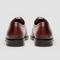 Lorenzo - Zapatos Oxford de cuero bruñido color tostado para hombre