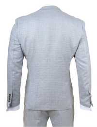 Luis - Traje de tres piezas para hombre, azul claro a cuadros, corte ajustado
