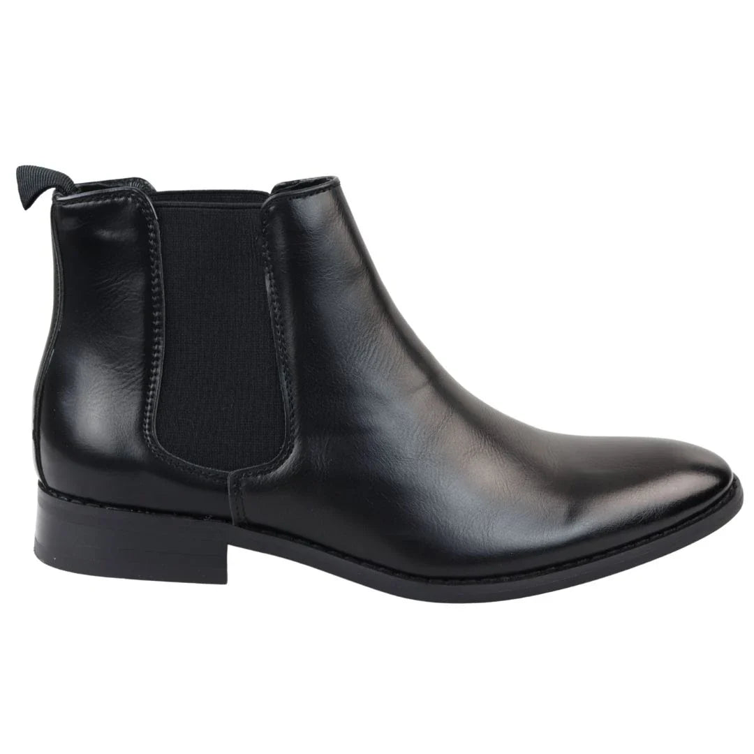 Botines Chelsea negros sin cordones para hombre