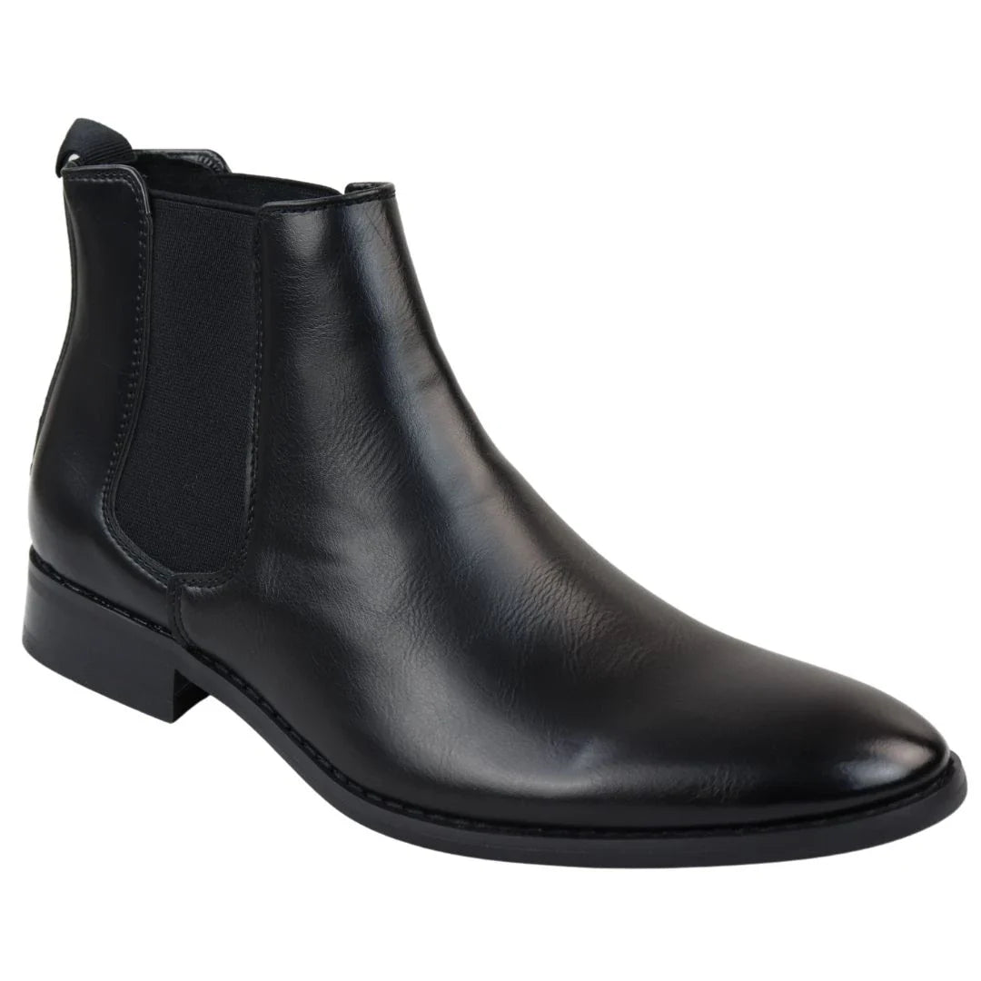 Botines Chelsea negros sin cordones para hombre