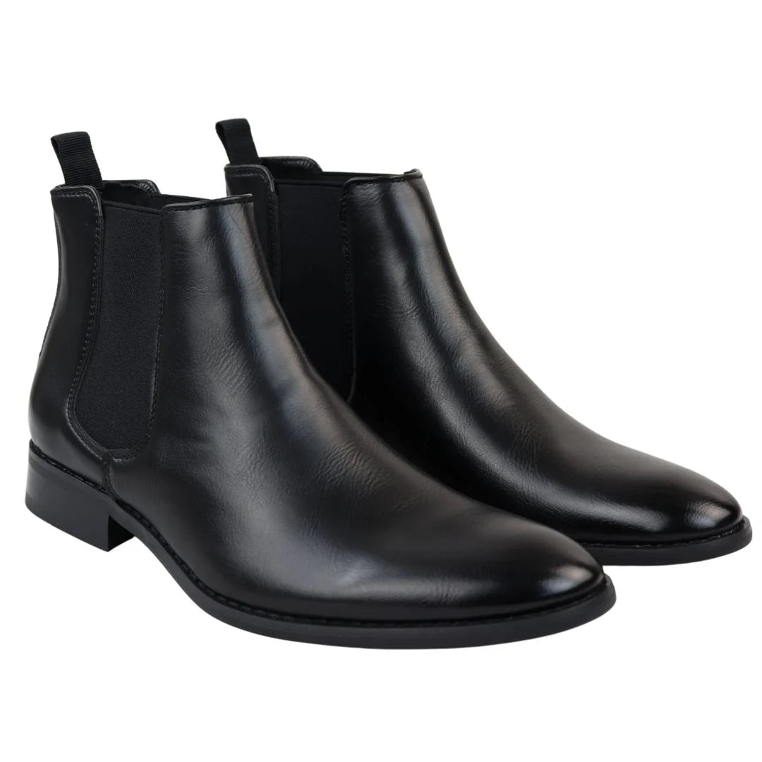 Botines Chelsea negros sin cordones para hombre