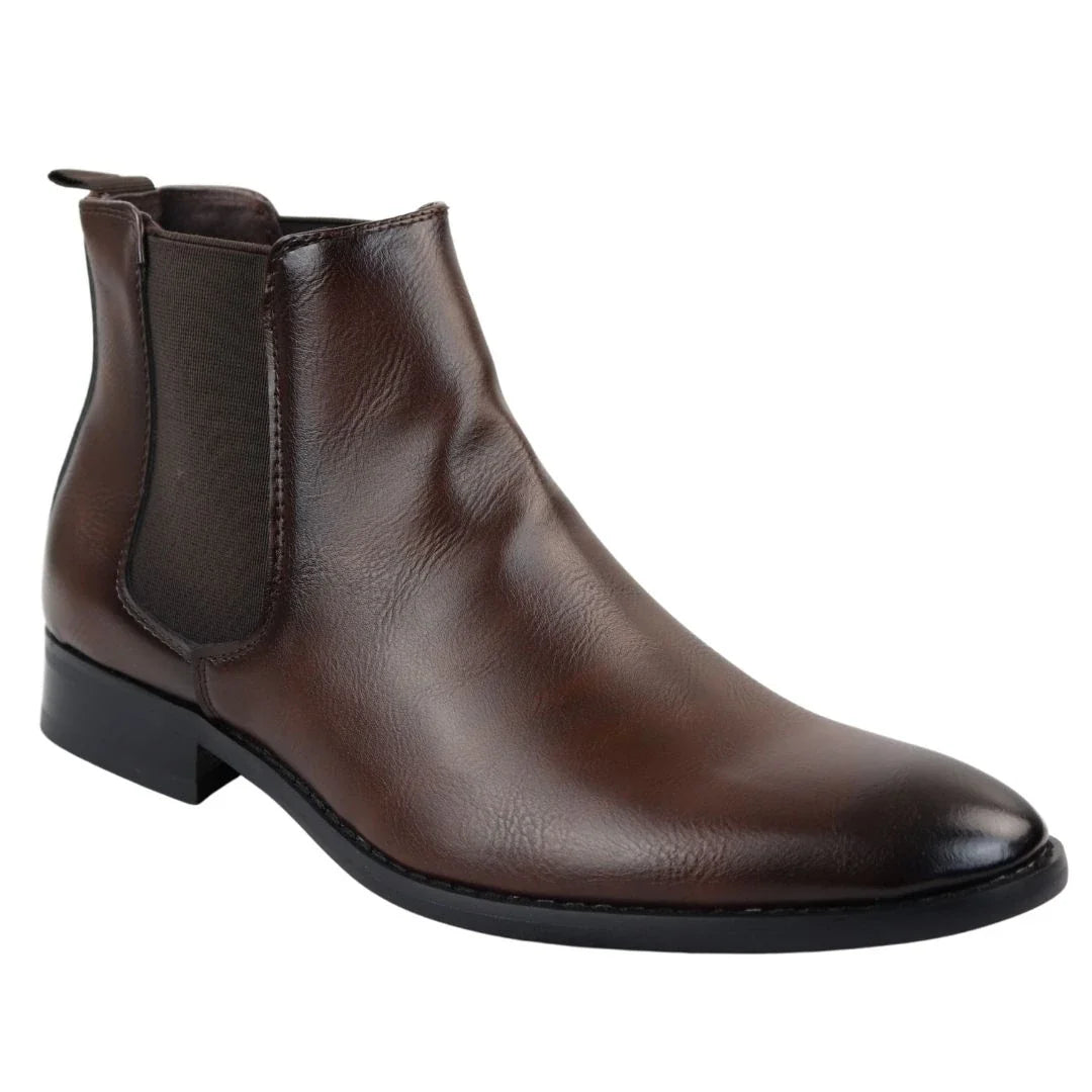Botines Chelsea marrones sin cordones para hombre