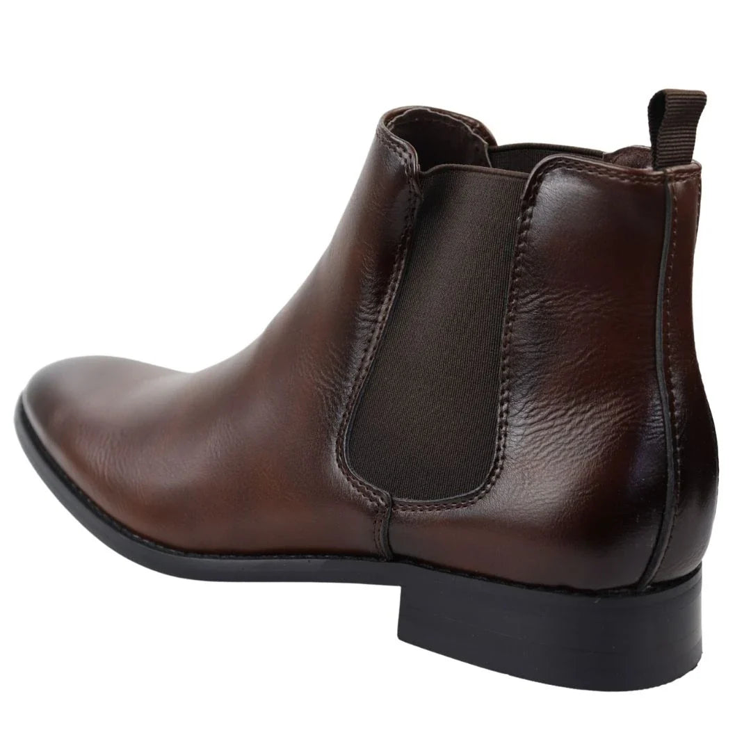 Botines Chelsea marrones sin cordones para hombre
