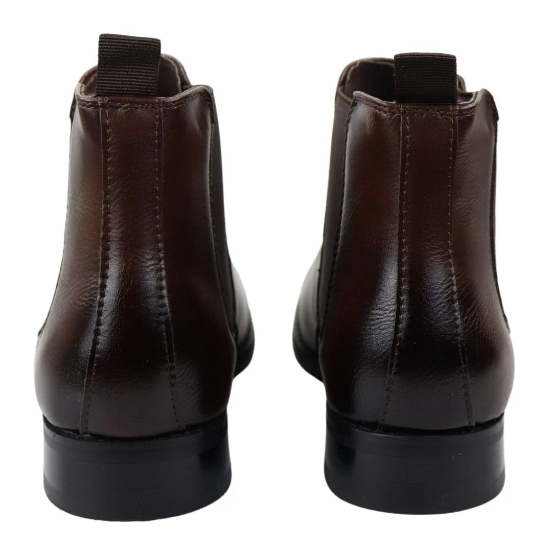 Botines Chelsea marrones sin cordones para hombre
