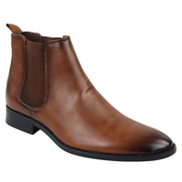 Botines Chelsea sin cordones color camel para hombre