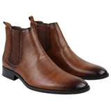 Botines Chelsea sin cordones color camel para hombre