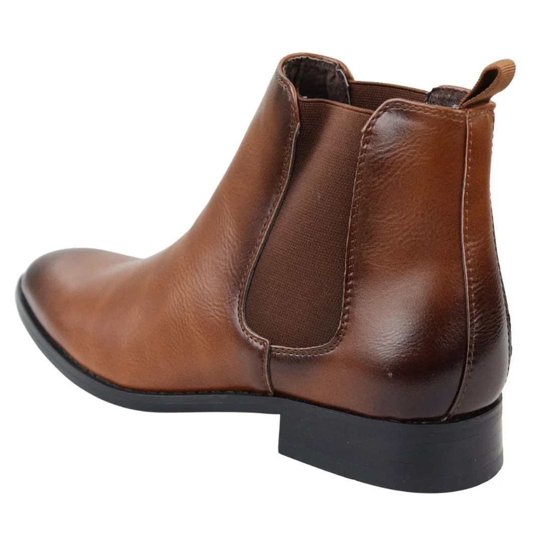 Botines Chelsea sin cordones color camel para hombre