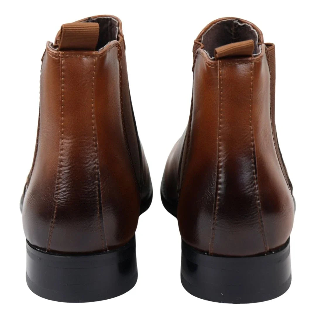 Botines Chelsea sin cordones color camel para hombre