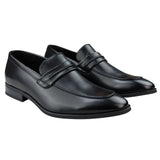 Zapatos mocasines negros para hombre, forrados en piel, sin cordones, elegantes y formales.