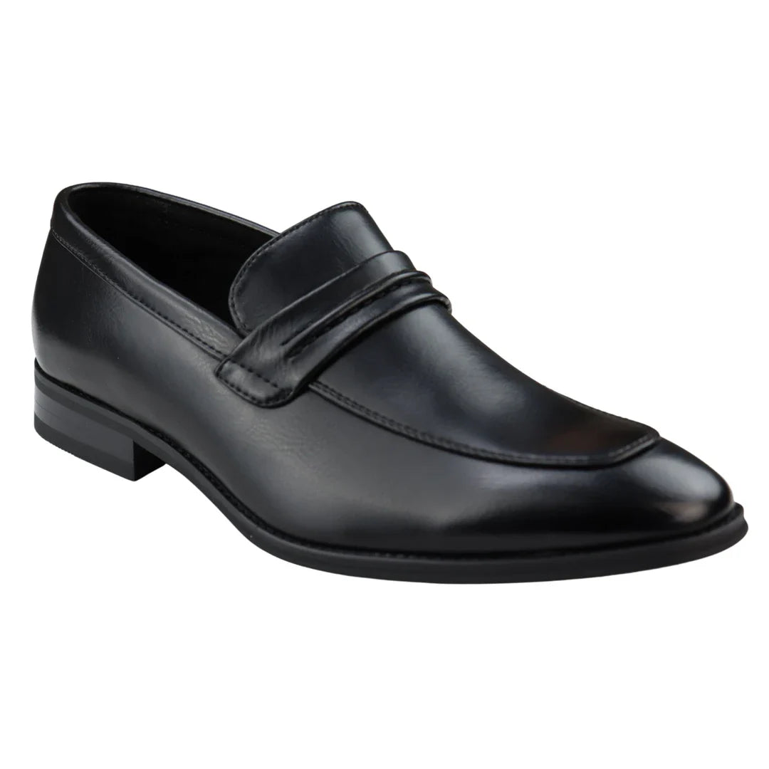Zapatos mocasines negros para hombre, forrados en piel, sin cordones, elegantes y formales.