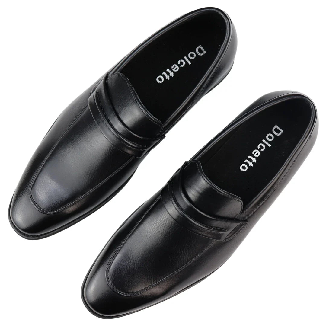 Zapatos mocasines negros para hombre, forrados en piel, sin cordones, elegantes y formales.