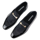 Zapatos mocasines de hombre de piel negra con forro, sin cordones, de terciopelo, elegantes y formales.