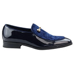 Zapatos mocasines de hombre de piel azul con forro, sin cordones, de terciopelo, elegantes y formales.