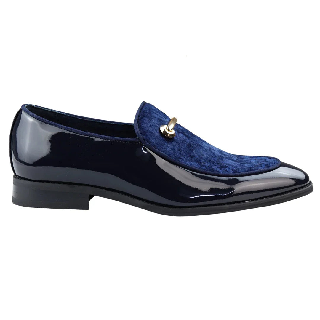 Zapatos mocasines de hombre de piel azul con forro, sin cordones, de terciopelo, elegantes y formales.