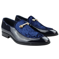 Zapatos mocasines de hombre de piel azul con forro, sin cordones, de terciopelo, elegantes y formales.