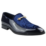 Zapatos mocasines de hombre de piel azul con forro, sin cordones, de terciopelo, elegantes y formales.