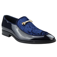 Zapatos mocasines de hombre de piel azul con forro, sin cordones, de terciopelo, elegantes y formales.