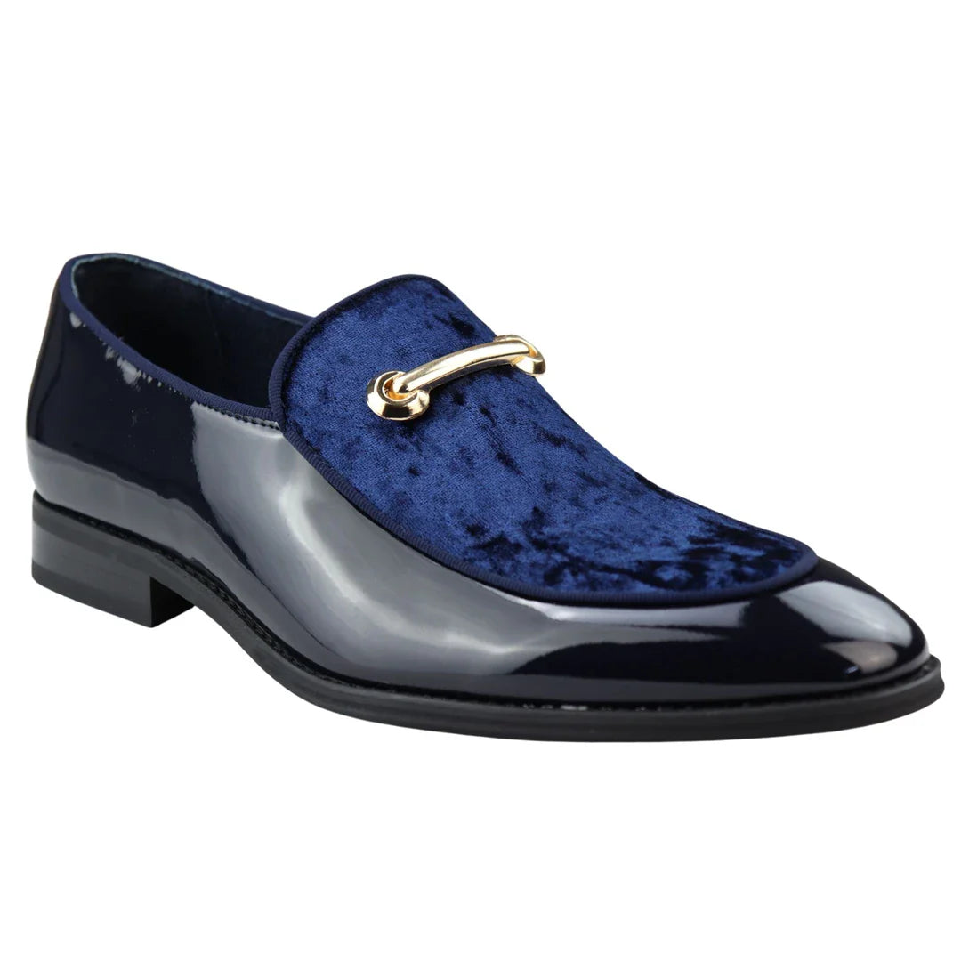 Zapatos mocasines de hombre de piel azul con forro, sin cordones, de terciopelo, elegantes y formales.