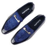 Zapatos mocasines de hombre de piel azul con forro, sin cordones, de terciopelo, elegantes y formales.