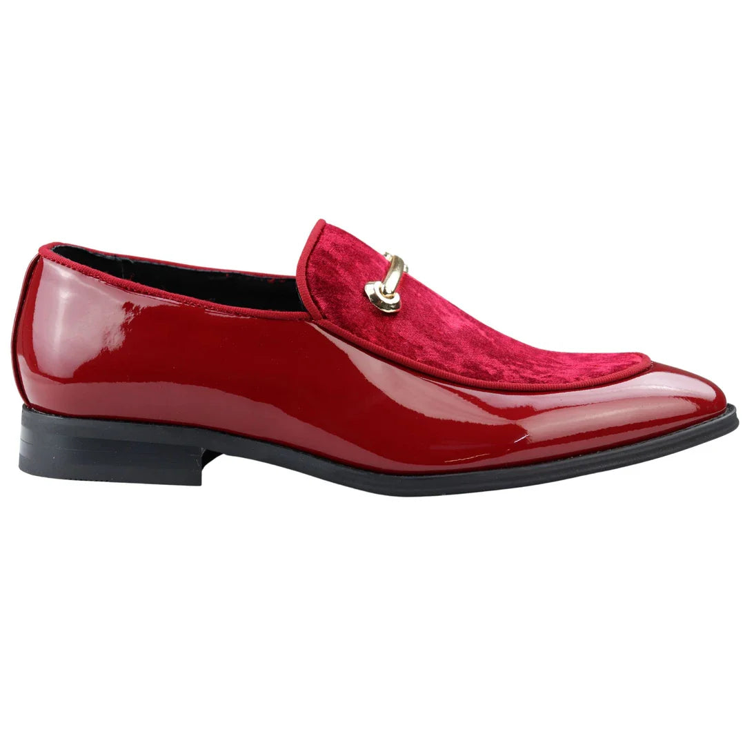 Zapatos mocasines de hombre de piel roja con forro, sin cordones, de terciopelo, elegantes y formales.