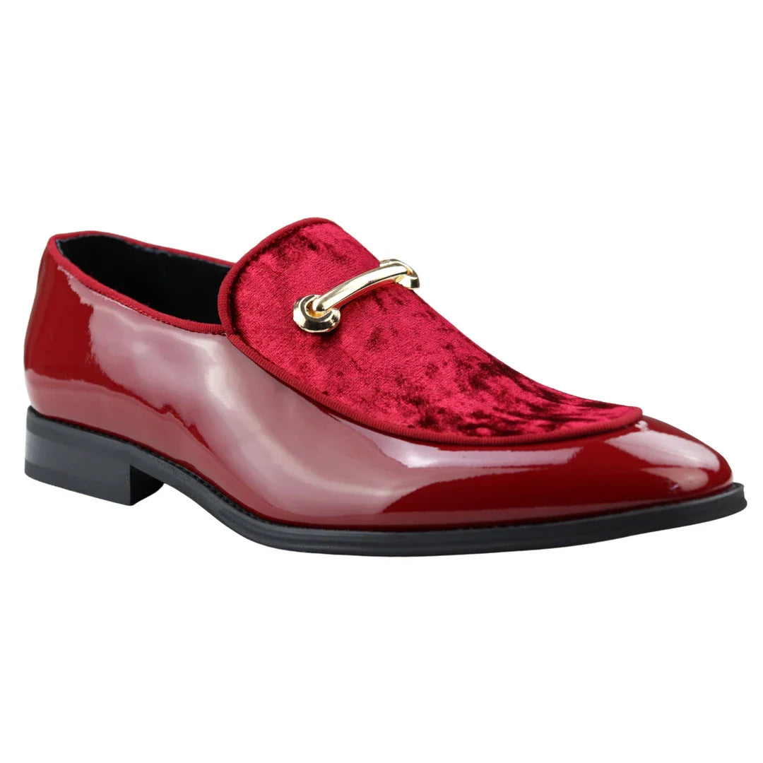 Zapatos mocasines de hombre de piel roja con forro, sin cordones, de terciopelo, elegantes y formales.