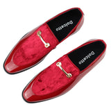 Zapatos mocasines de hombre de piel roja con forro, sin cordones, de terciopelo, elegantes y formales.