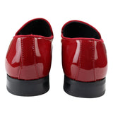 Zapatos mocasines de hombre de piel roja con forro, sin cordones, de terciopelo, elegantes y formales.