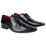 Zapatos de hombre elegantes, formales, perforados, con punta y cordones, de piel sintética negra.