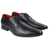 Zapatos de hombre elegantes, formales, perforados, con punta y cordones, de piel sintética negra.