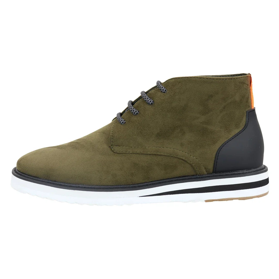Botas de hombre de ante verde desierto con cordones